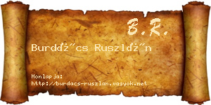 Burdács Ruszlán névjegykártya